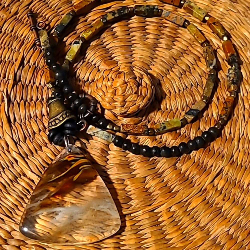 Agate/Jasper Pendant  Necklace